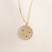 Crescent Birthstone Necklace (Charm Option)