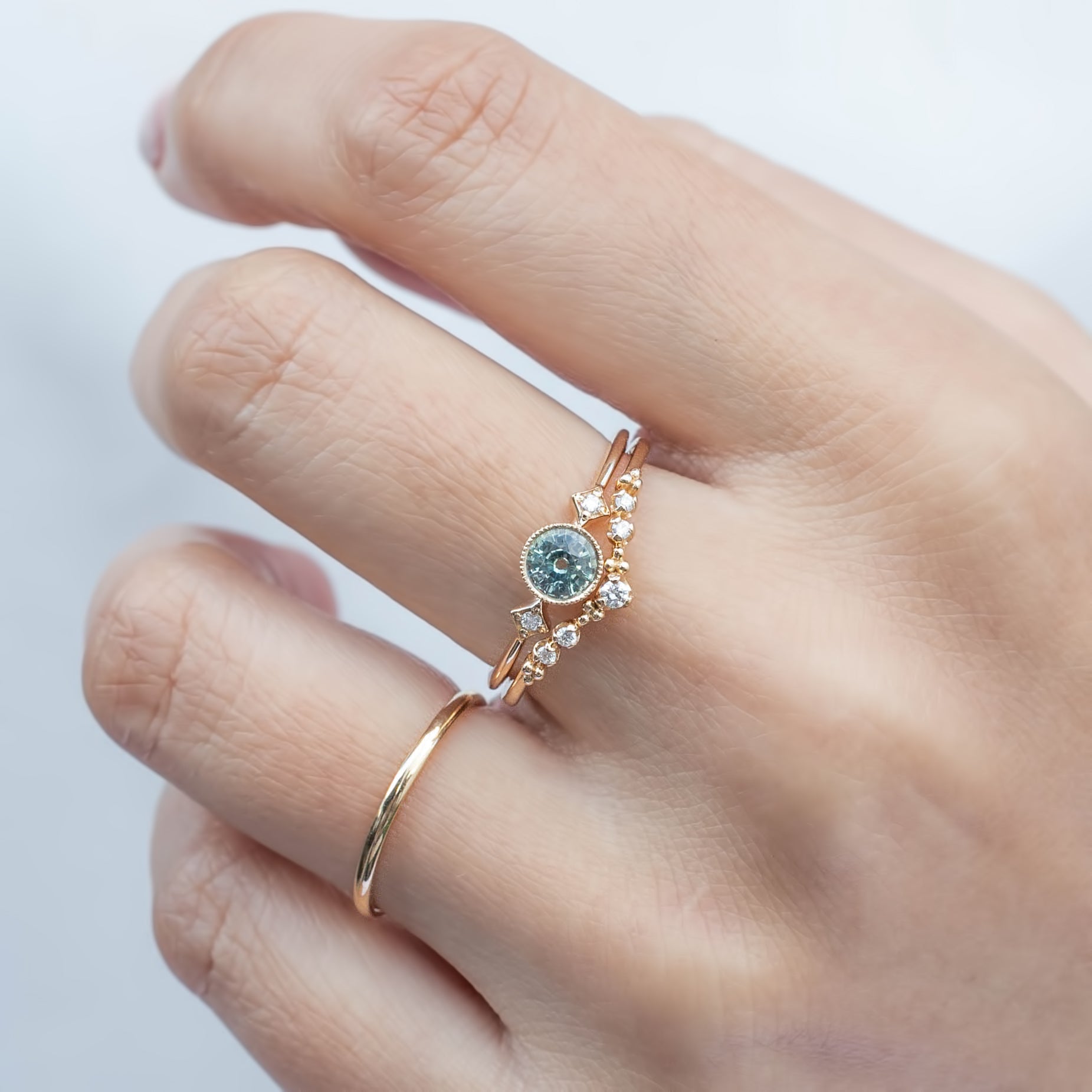 Moon & Star Ring, 0.45ct Sapphire
