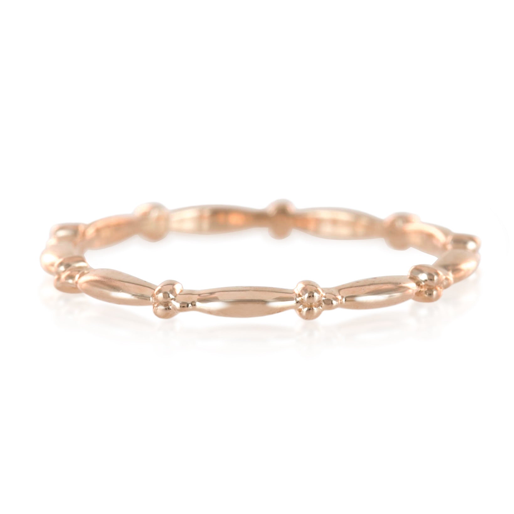 Solid gold Julia Ring with full eternity bead design, 1.7mm band, ethically sourced, displayed on white background.