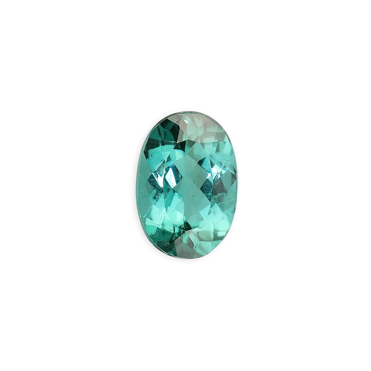 1.88ct oval cut green tourmaline gemstone from Namibia with a faceted emerald green surface and heat treatment.